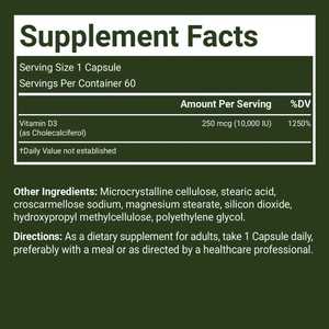 Vitamine D3 haute puissance 10000 UI en gélules molles pour soutenir le système immunitaire, la santé des os et des muscles, complément alimentaire sans gluten - Product Image 5