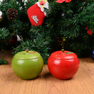 Bougies parfumées en céramique à la pomme de Noël Cire de soja naturelle dans un pot en verre d'aromathérapie Longue durée pour le bureau à domicile - Product Image 5