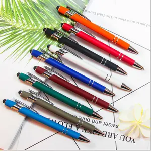 Promotional Cheapest Aluminum Ballpoint Stylus Pen With Soft Rubber Touch Screens Cheap Custom Logo Ball Pen For Mobile