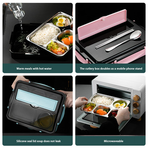 <span class=keywords><strong>Plateau</strong></span> <span class=keywords><strong>repas</strong></span> en acier inoxydable avec 5 <span class=keywords><strong>compartiments</strong></span>, boîte à lunch pour enfants, boîte bento à <span class=keywords><strong>4</strong></span> <span class=keywords><strong>compartiments</strong></span> pour étudiants - Product Image 3