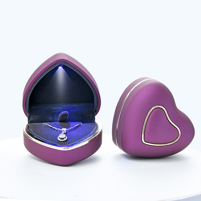 OEM/ODM Luxury Ring Pendant Bracelet Necklace Display Jewelry Packaging Boxes with LED Light Velvet Custom Logo for Wedding