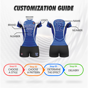 Jersey Voli Lengan Pendek Pria Wanita Custom, Sublimasi Digital, Cepat Kering, Bernapas, Set Seragam Voli Wv102 - Product Image 3