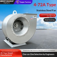 Ventilateur centrifuge industriel en acier inoxydable 304 4-72A pour l'extraction des fumées, la suppression des poussières, résistant à la corrosion, à haut débit d'air, 380V