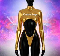 Monokini Metálico con Cuello Alto y Aberturas para Mujer, con Logotipo Personalizado, Estilo J'Ouvert, para Carnaval y Ropa de Lunes, Fabricante Mayorista, Personalizado