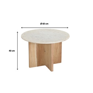 Plan de travail en marbre blanc Arlo de qualité supérieure |   Base en bois durable |   Table basse moderne et contemporaine pour la maison, le bureau, le café et l'hôtel - Product Image 2