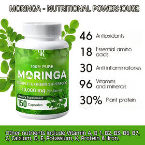 Capsules de complément alimentaire OEM 100% pur <span class=keywords><strong>Moringa</strong></span> superaliment vert complet végétalien augmenter l'énergie et la digestion capsules dures - Product Image 4