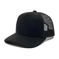 Casquette de camionneur unisexe à 5 panneaux en maille et daim, personnalisable avec logo, broderie sur mesure, respectueuse de la peau