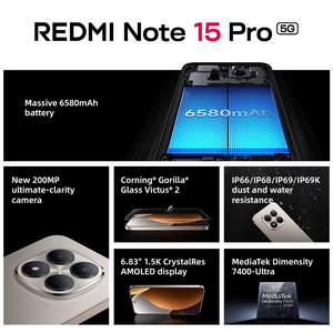 Xiaomi Redmi Note 15 Pro 5G รุ่น Global มีสินค้าในสต็อก สมาร์ทโฟน 5G ชิปเซ็ต MTK Dimensity 7400-Ultra กล้อง 200MP OIS แบตเตอรี่ 6580mAh รองรับการชาร์จ 45W - Product Image 2