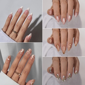 30pcs Custom Designer French Tip Press on Nails Wholesale Fake Artificial Nails 3D Luxury Handmade Soft Gels Press on Nails Set - Product Image 3