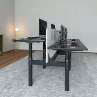 Bureau debout ergonomique moderne 2026 NOUVEAU design, couleur personnalisée, quatre pieds, deux moteurs, plateau en bois, hauteur réglable sur 3 niveaux