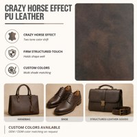 Cuero PU con Efecto Crazy Horse de 09 mm y 52 Pulgadas de Ancho, Colores Personalizados para Bolsos, Zapatos y Artículos de Cuero Estructurados, Venta al Por Mayor
