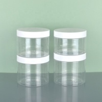 Emballage cosmétique alimentaire en gros, pot en plastique PET transparent pour crème cosmétique de 250 ml, 300 ml, 400 ml, 450 ml, 500 ml avec couvercle blanc ou noir