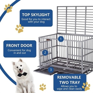 Jaula Resistente para Perros, Plegable, de Alambre Metálico, con Bandeja, Doble <span class=keywords><strong>Puerta</strong></span> y Divisor - Product Image 4