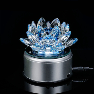 Glühende K9 Glas Lotusblumen Neue Fengshui Bunte Lotus Kristall Led aufgeladene Lampe Buddhistische Tempel Souvenirs