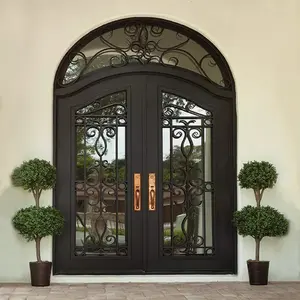 Puerta de Hierro de seguridad de aluminio, diseño moderno, puertas interiores de doble entrada para casas, Porte Extrieur Principal