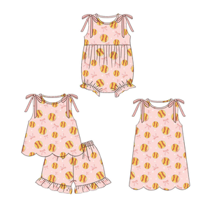 Conjuntos de Shorts y Vestidos para Bebés Niñas con Lazos de Softbol Personalizados para Día de Partido, Diseños con Borde Festoneado, Vestido Tipo Romper Burbuja para Bebé, Ropa para Hermanas - Product Image 4