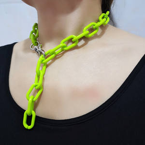 Fashion Chunky Chain <b>Necklace</b> <b>Green</b> Adjustable Hip Hop Style For Women Party Jewelry - Product Image 1