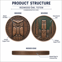 Pièce de monnaie commémorative personnalisée en relief 3D avec motif hibou, finition antique, pièce de défi, cadeau souvenir, vente en gros, usine OEM ODM