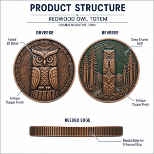Pièce de monnaie commémorative personnalisée en relief 3D avec motif hibou, finition antique, pièce de défi, cadeau souvenir, vente en gros, usine OEM ODM - Product Image 4