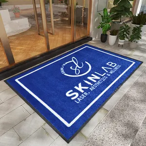 Alfombra con logotipo personalizado impreso, estera de bienvenida de tamaño, con Logo para puerta delantera