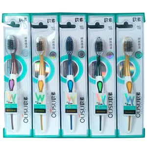 Hot Sale Adult Color Handle Two-Color Bristle Plastic Injection Rubber Toothbrush