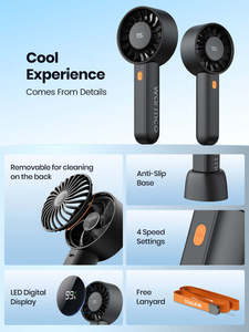 Ventilateur portable mini HC2, USB, 5000 mAh, rechargeable, sans pales, moteur sans balais, ultra-silencieux, pour les voyages, le bureau, l'extérieur - Product Image 4