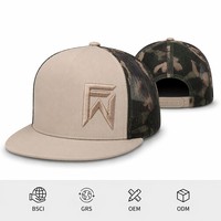 Casquette Trucker Camouflage 7 Panneaux Haute Qualité avec Logo Brodé 3D Personnalisé, Visière Plate, Casquette Snapback en Maille Richardson 168 – Vente en Gros