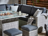 Meubles de patio en aluminium Foyers de jardin à gaz Table d'extérieur BBQ Ensemble de canapés d'angle d'extérieur en métal rotin de luxe avec foyer