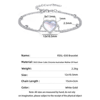 Pulsera de Piedra Natural Dan Jewelry para Mujer, Uso Diario, Pulsera de Corazón para Regalo de Aniversario o Cumpleaños, Plata de Ley 925 con Cuentas