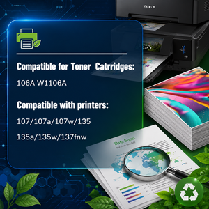 Cartucho de Tóner 106A W1106A Compatible con Impresoras HP Laser <span class=keywords><strong>107</strong></span> 107a 107w MFP 135 135a 135w 137fnw, 1 Color Negro - Product Image 2
