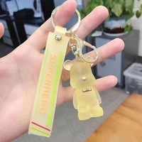 Porte-clés Ours en Silicone Cristallin Style Mignon et Créatif, Cadeau d'Anniversaire pour Couples, Breloque de Sac ou de Voiture, Vente en Gros