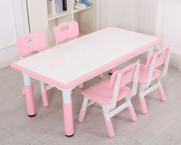 Ensemble table et chaises rectangulaires réglables en plastique pour enfants de maternelle, design moderne et simple, bureau d'étude et d'écriture pour tout-petits