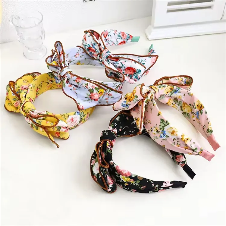 Wholesale European and American New Fashion Printed Headband Bow Floral Hair Accessories