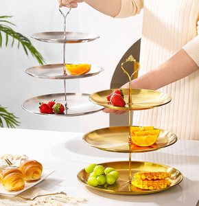 Suporte Redondo de Aço Inoxidável Ecológico para Bolos e Frutas de 14-30cm, Multi-Camadas, para Buffet com Opção de Logo Personalizado - Product Image 3