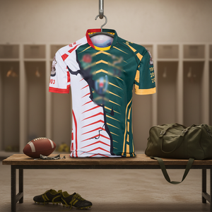 Maillot de <span class=keywords><strong>rugby</strong></span> personnalisé à manches courtes 100 % polyester, motif original, séchage rapide, respirant, grandes tailles, uniforme d'équipe en gros pour hommes - Product Image 5