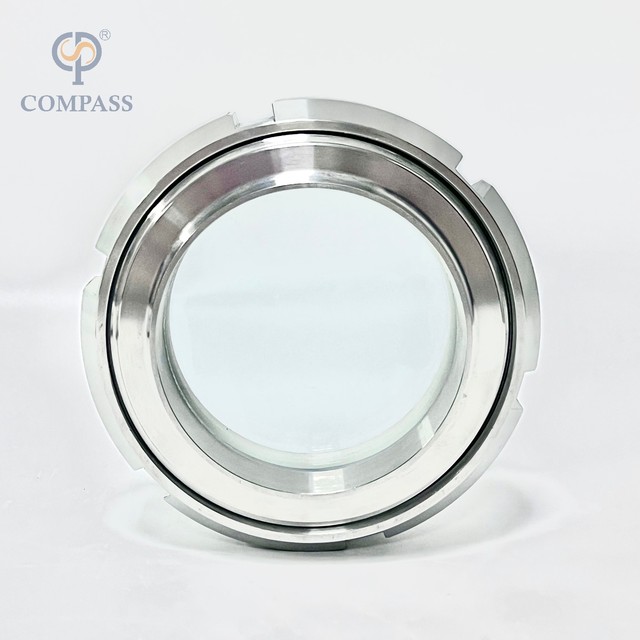 Compass DN65 Sanitary Stainless Steel SS304 SS316L DIN Hygienic Food Grade Tank View Union Type Sight Glass with Mirror Polished