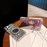 Coque de téléphone portable de luxe pour femmes avec anneau miroir et strass diamantés, design personnalisé pour iPhone 17 Pro Max, compatible également avec 16 Plus et 15