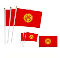 Gran oferta, 14x21cm, Mini países globales, banderas ondeantes de mano, bandera personalizada de Burkina Faso impresa, bandera animadora con asta de plástico