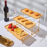 Présentoir de buffet à 3 niveaux en fer durable Risers Dessert Buffet Stand Présentoir de nourriture pour la fête de mariage