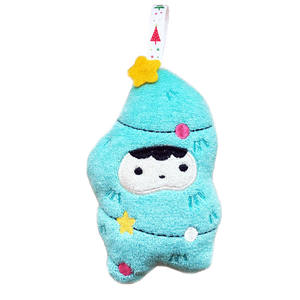 Eco Friendly Terry CUT Style Christmas Tree Shaped <b>Exfoliating</b> Bath <b>Sponge</b> for Kids' Body Sky Blue 9x14cm Sensitive Skin - Product Image 1