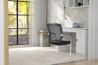 Chaise contemporaine de réunion pour espace de travail Chaise de bureau moderne en maille Chrome Métal Mousse Tissu Conférence Visiteur Chaise empilable Maison