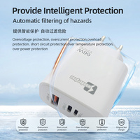 Chargeur rapide multi-ports USB A+C+L 66W ignifuge avec PD/QC3.0 pour ordinateurs portables et téléphones mobiles