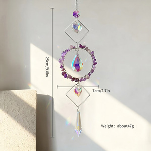 Attrape-soleil en cristal naturel, créateur d'arc-en-ciel, cercle de cristal suspendu avec prisme décoratif, arc-en-ciel - Product Image 5
