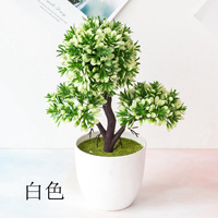 Mini plante artificielle en pot en plastique, arbre vert, plante verte en pot avec petites fleurs pour la décoration de jardin