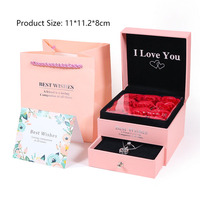 Boîte en papier à double couche pour roses artificielles, rouge à lèvres, collier, bague, 9 fleurs de savon, boîte cadeau pour bijoux
