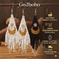 Go2boho haut de gamme indien lumière luxe élégant dames Vintage Style ethnique gland boucles d'oreilles lune motif lustre mode