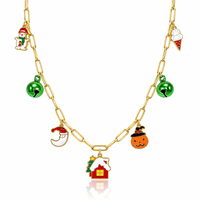 Collier de Noël Huibao en acier inoxydable avec chaîne trombone et pendentif émaillé, cadeau idéal pour femme