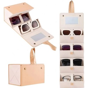 Étui de voyage portable pour lunettes de soleil, échantillon gratuit, 4/5 emplacements, étui à lunettes pour plusieurs paires, étui de rangement en cuir pour lunettes - Product Image 1