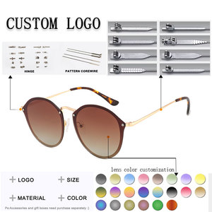 Custom Logo Round Frame Metal Sunglasses Fashion <b>Eyewear</b> Gradient Lens Outdoor Streetwear - Product Image 2