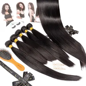 Blend pure plant natural protein Close to human hair can be dyed and faded bone Straight weaves hair bundles hair extensions